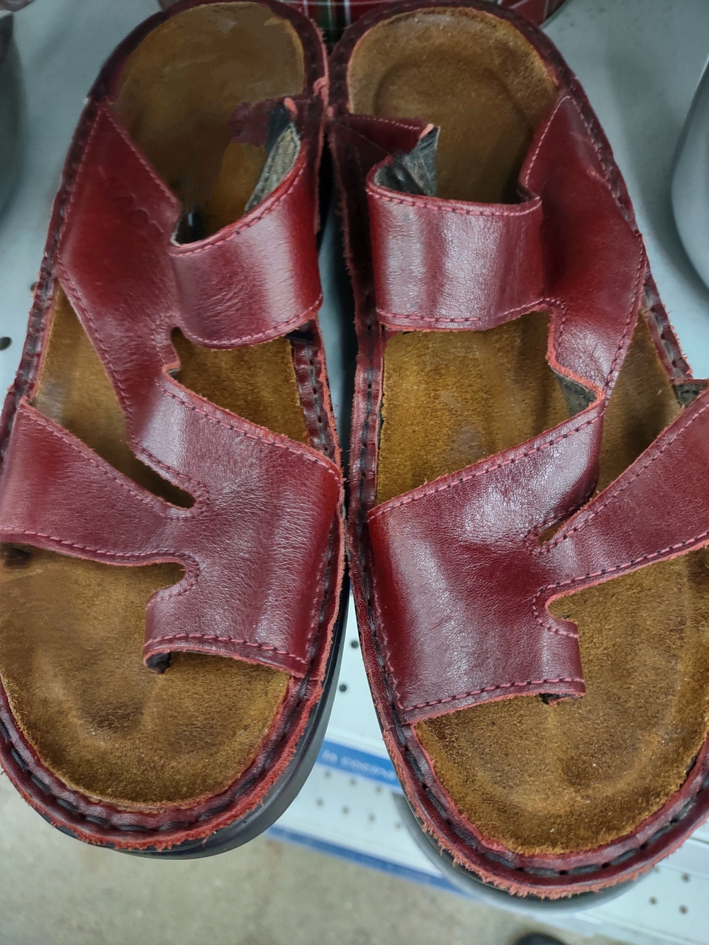 Naot Women's Burgundy Leather Slide Sandals - Adjustable Comfort